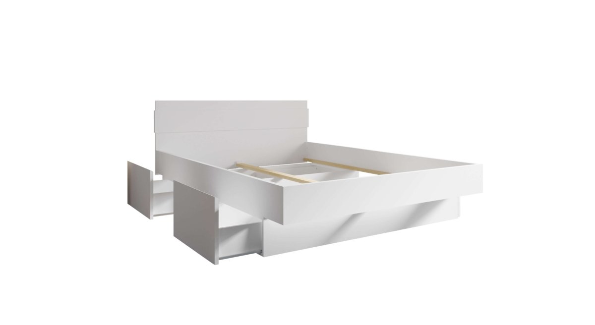 Postel Haslev 180x200 cm masiv buk bílá + rošt ZDARMA