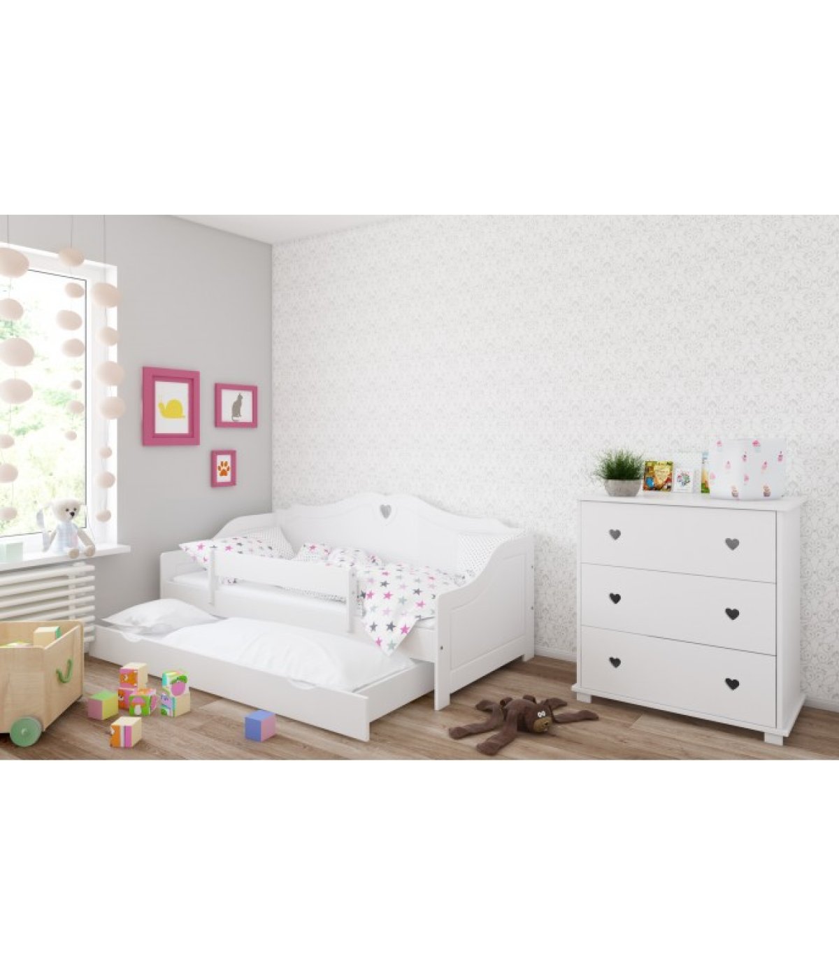 Postel Zina 180/80 cm - bílá + šuplík 