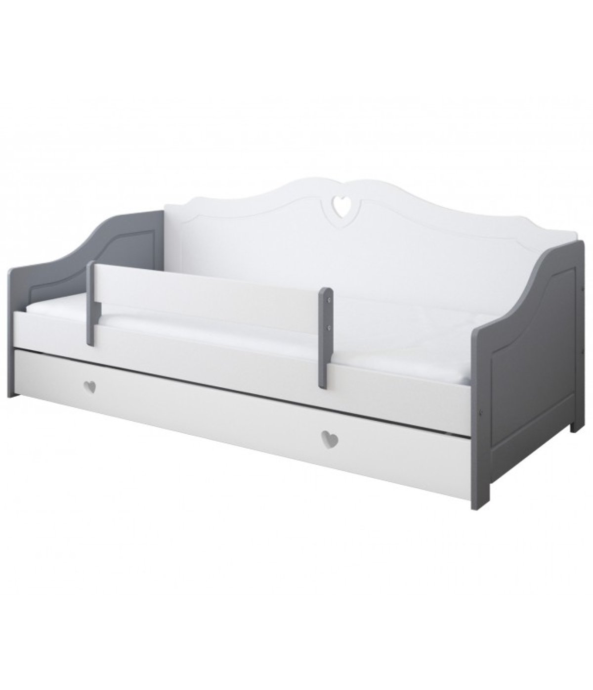 Postel Zina 180/80 cm - šedá/ bílá + šuplík 