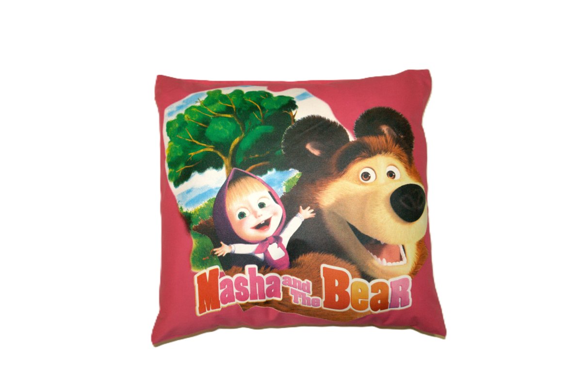 Dětský povlak na polštář 40x40 cm - Máša a Medvěd / růžová