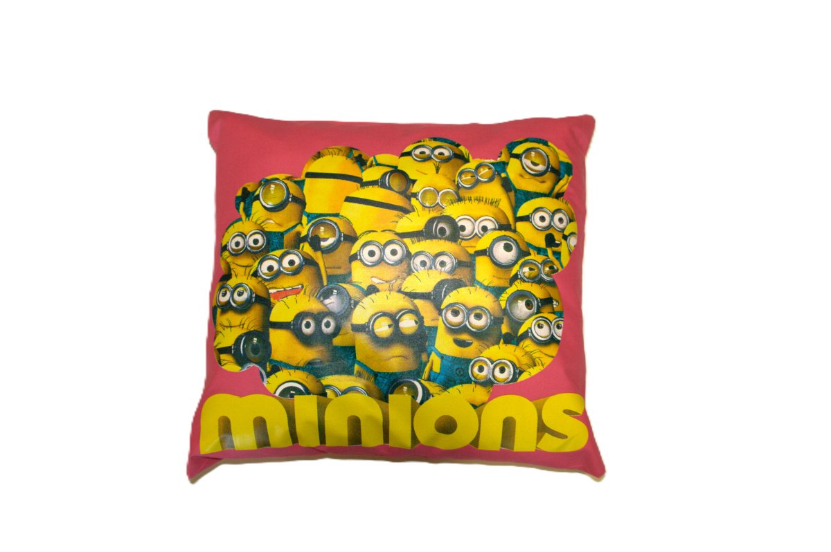 Dětský povlak na polštář 40x40 cm - Mimoni / růžová