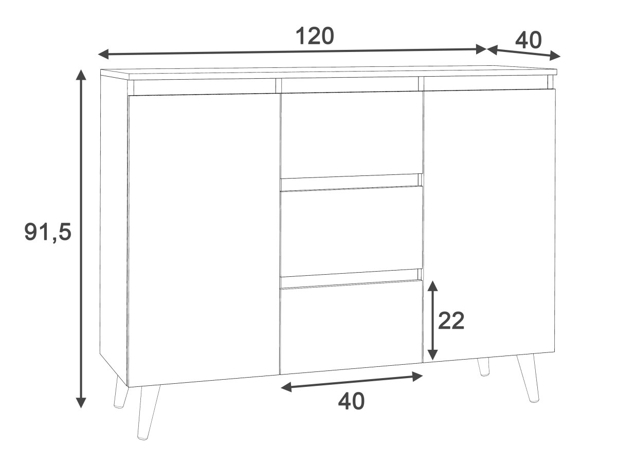 Komoda Norge ve skandinávském stylu- 120 cm