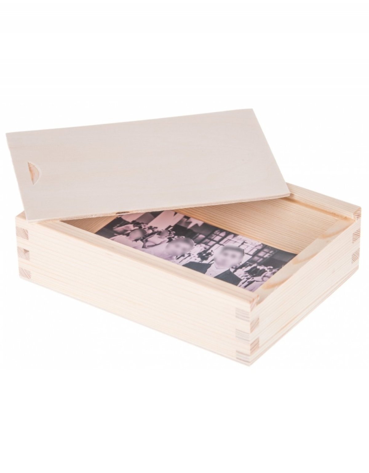 Přírodní dřevěná krabička / box na fotky - 19x14x5 cm