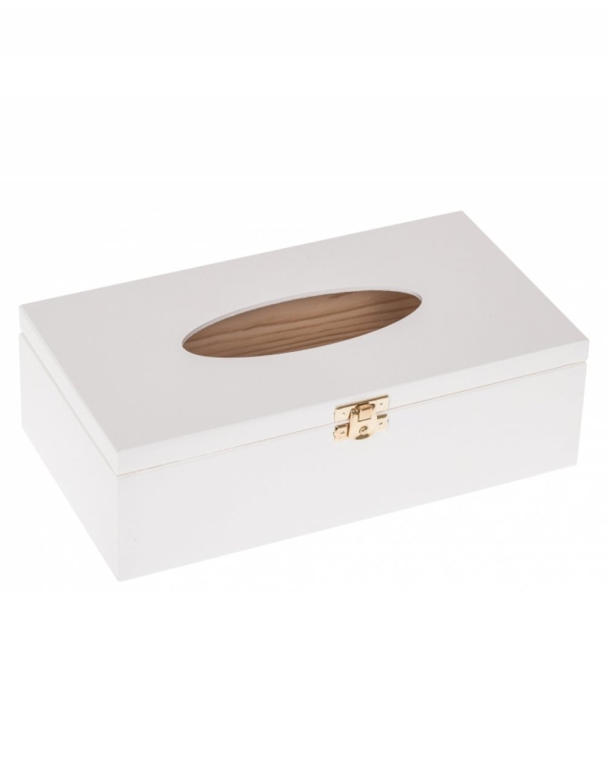 Dřevěná krabička na kapesníky se zámkem - 26x14x8 cm - bílá