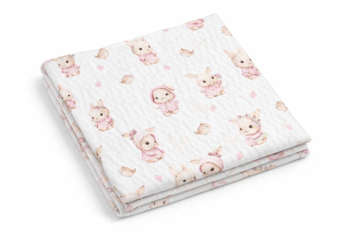 Plena bavlna potisk - Zajíček / růžová