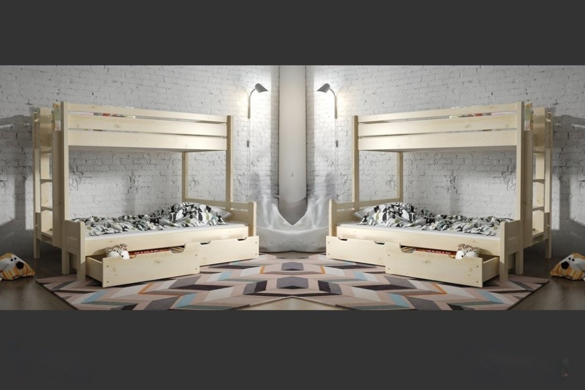 Patrová postel Jára 90/120x200 cm šedá + šuplíky + rošty ZDARMA