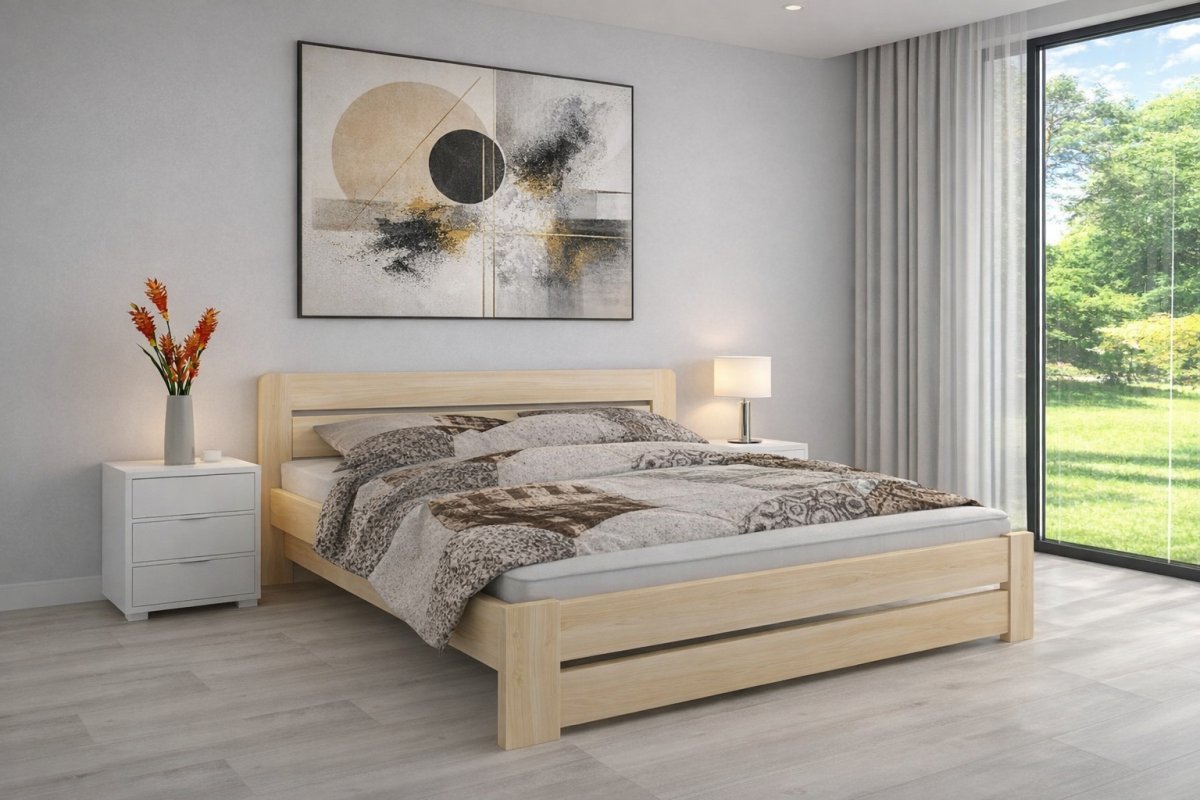 Postel Petra 140x200 cm masiv + matrace Diana 12 cm + rošt ZDARMA
