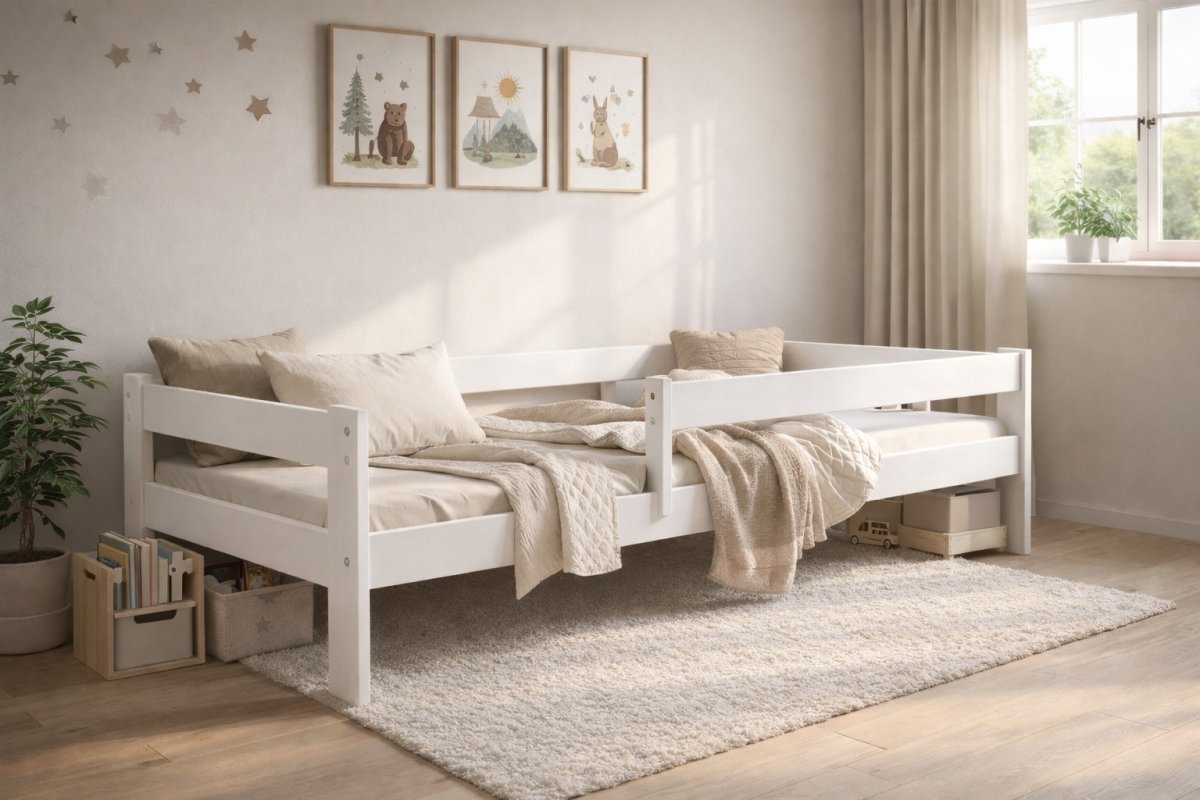 Postel z masivu Rudi 180/80 cm bílá + matrace 180/80/10 cm + rošt  ZDARMA