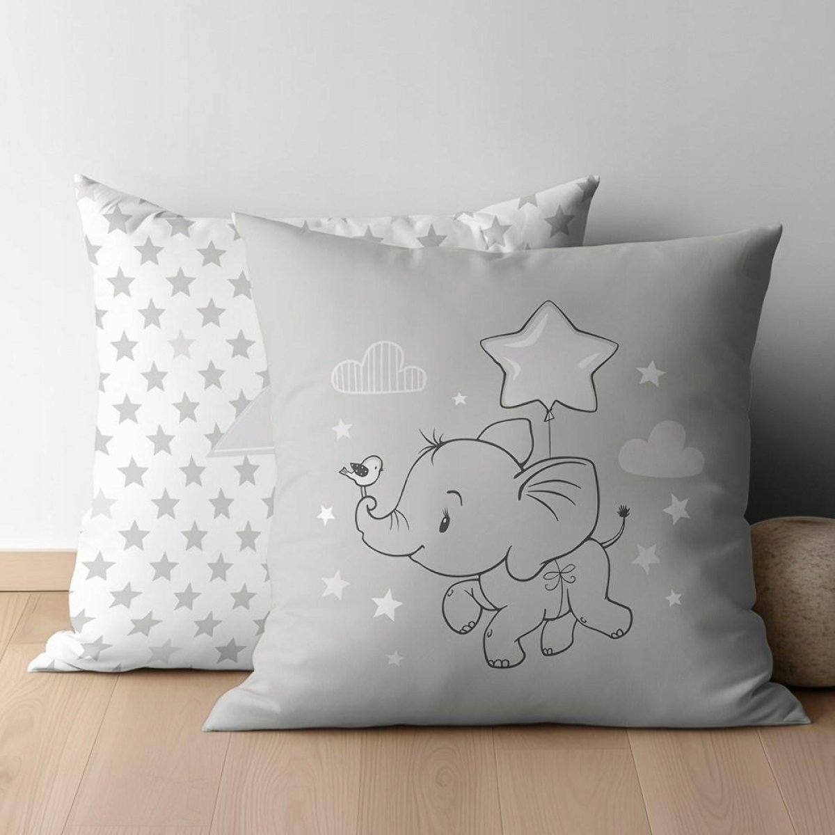 Dětský potah na polštář 40x40 cm / Little Star Sloník / šedá