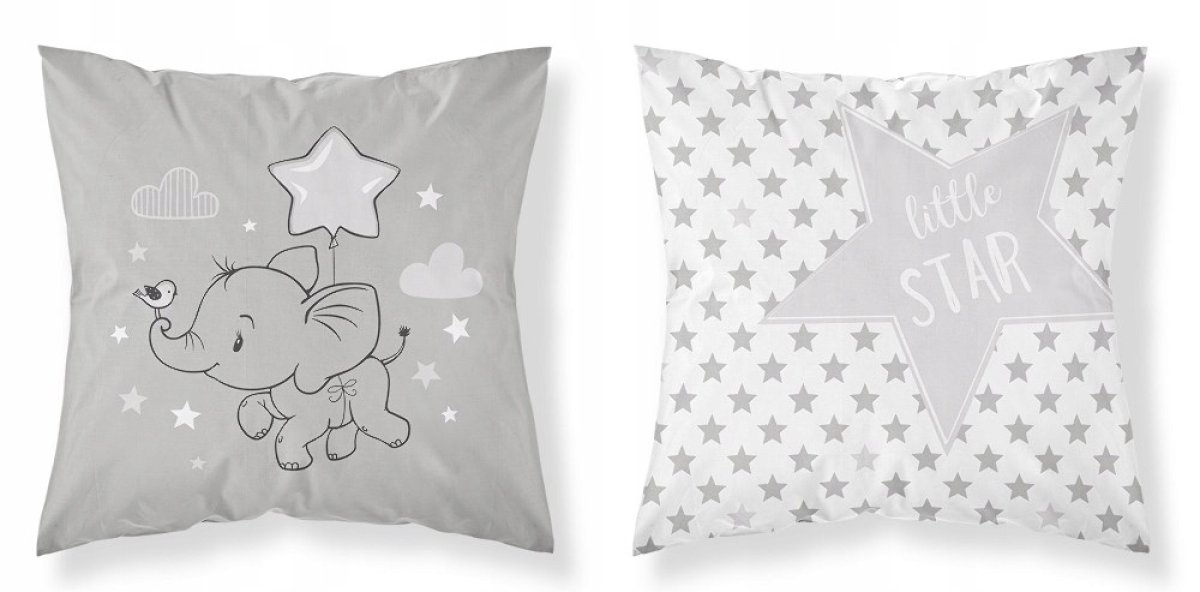 Dětský potah na polštář 40x40 cm / Little Star Sloník / šedá
