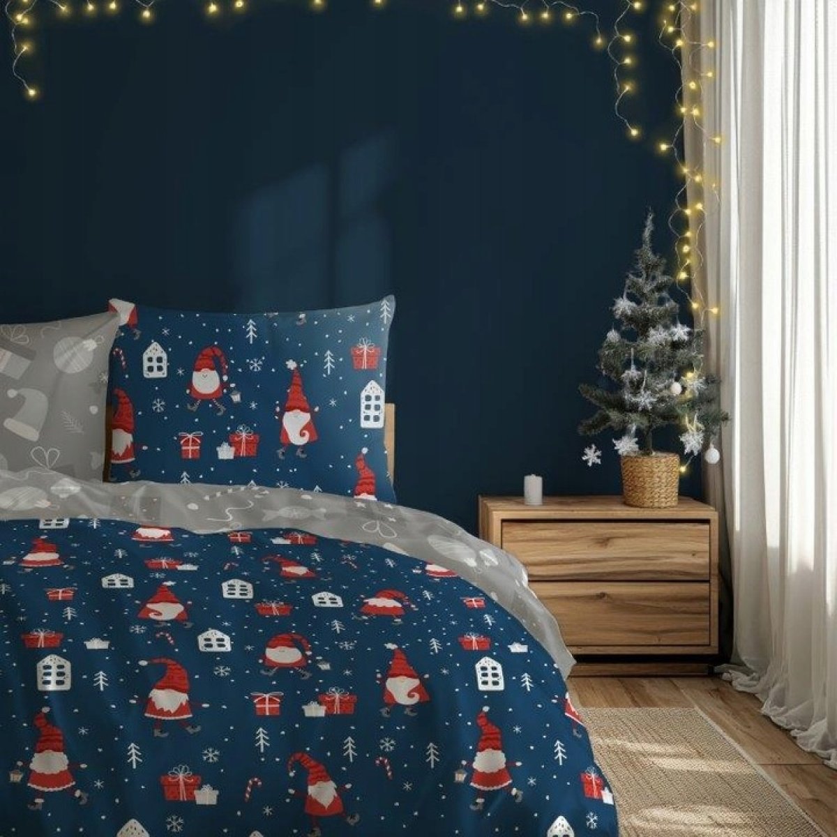 Povlečení bavlněné 140/200 + 70/90 - Vánoční skřítek