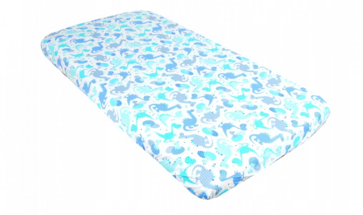 Prostěradlo bavlněné s gumkou 120/60 cm - modrý dino