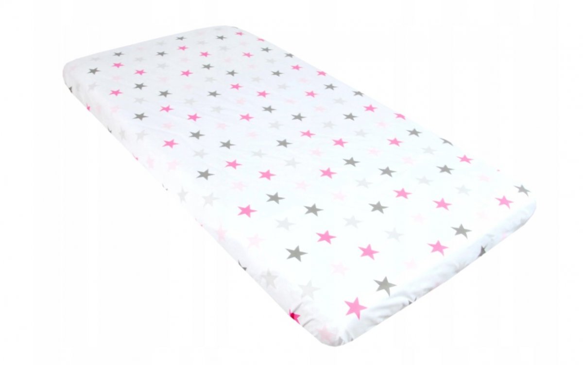 Prostěradlo bavlněné s gumkou 120/60 cm - růžové hvězdy