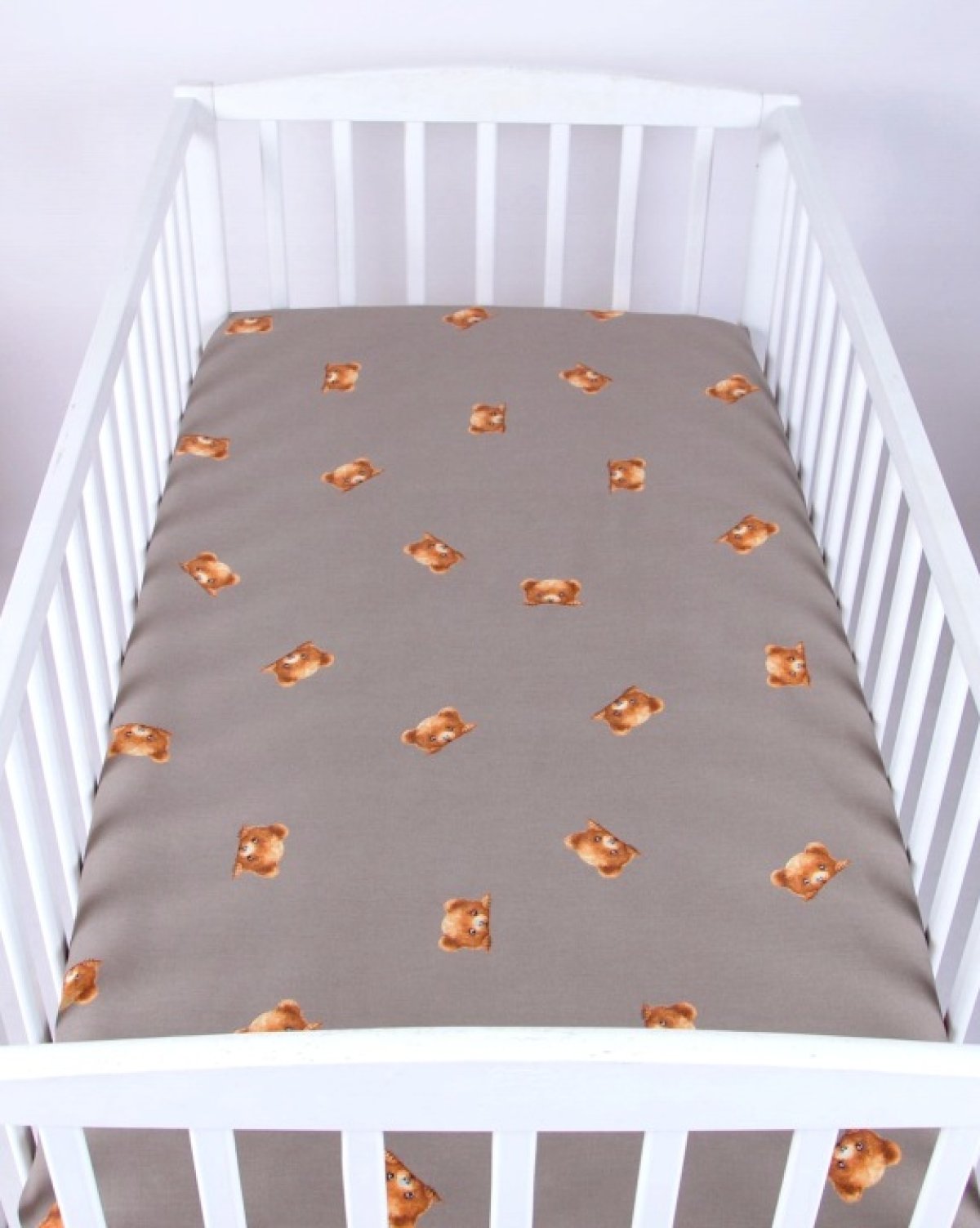 Prostěradlo bavlněné s gumkou 120/60 cm - medvídci kuk hnědí