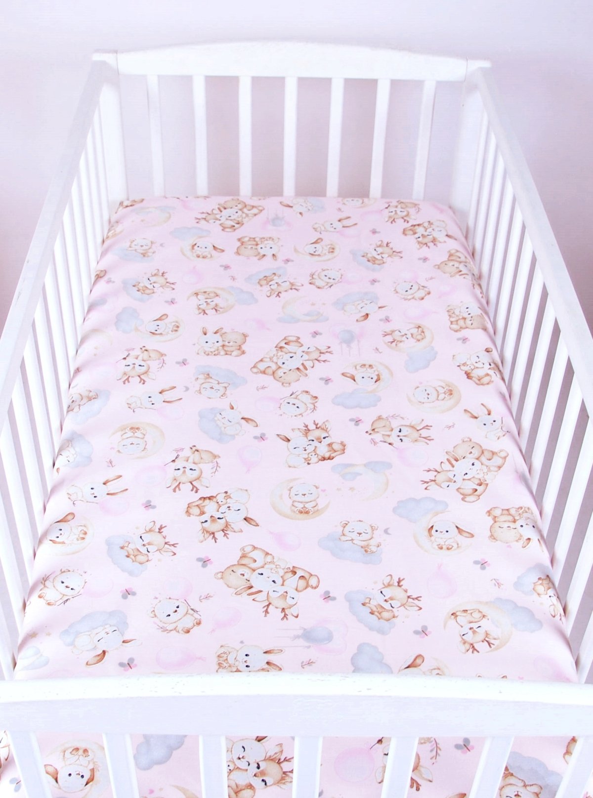 Prostěradlo bavlněné s gumkou 120/60 cm - mazlíčci růžoví