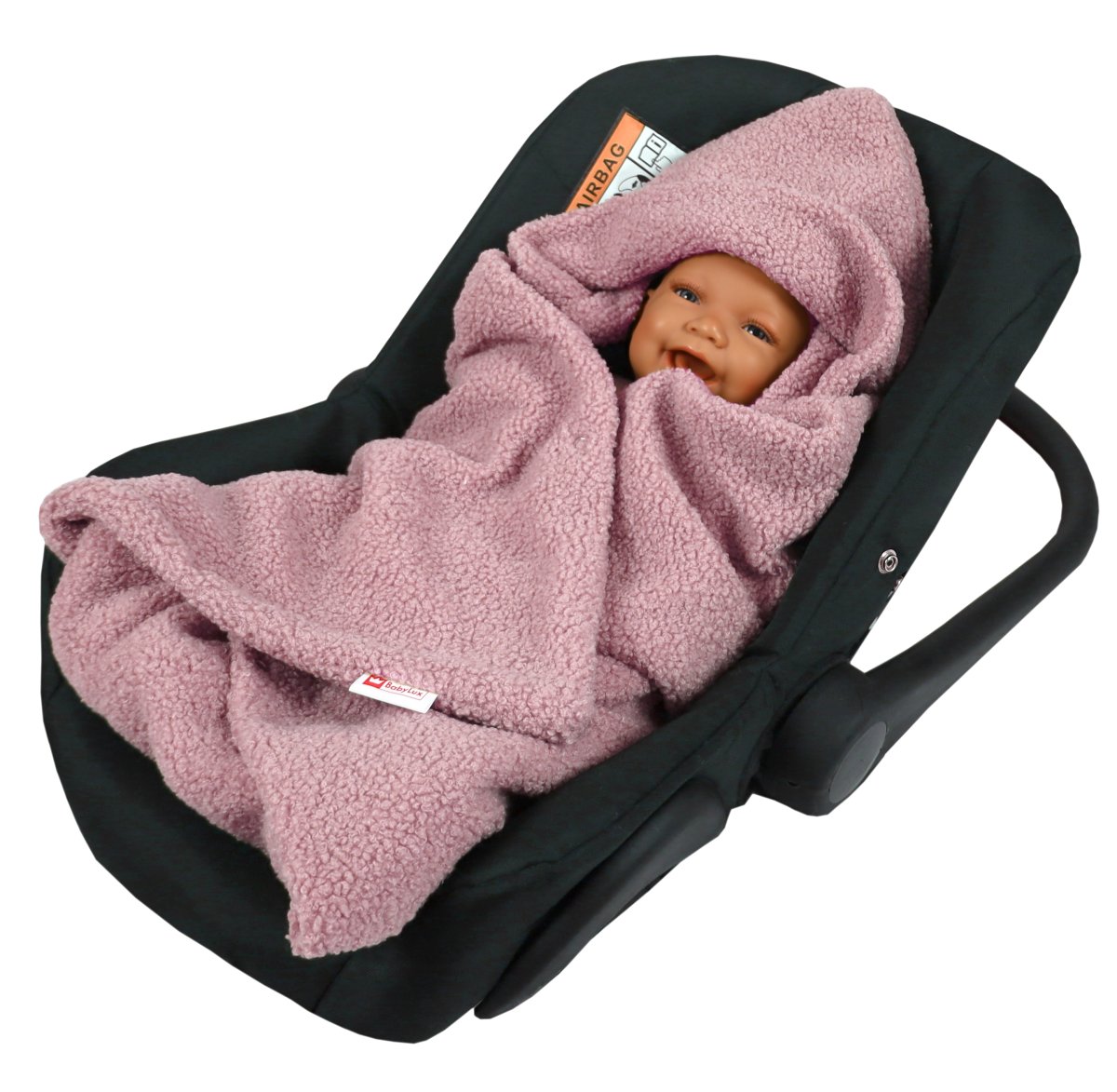 Zavinovací deka do autosedačky - růžová