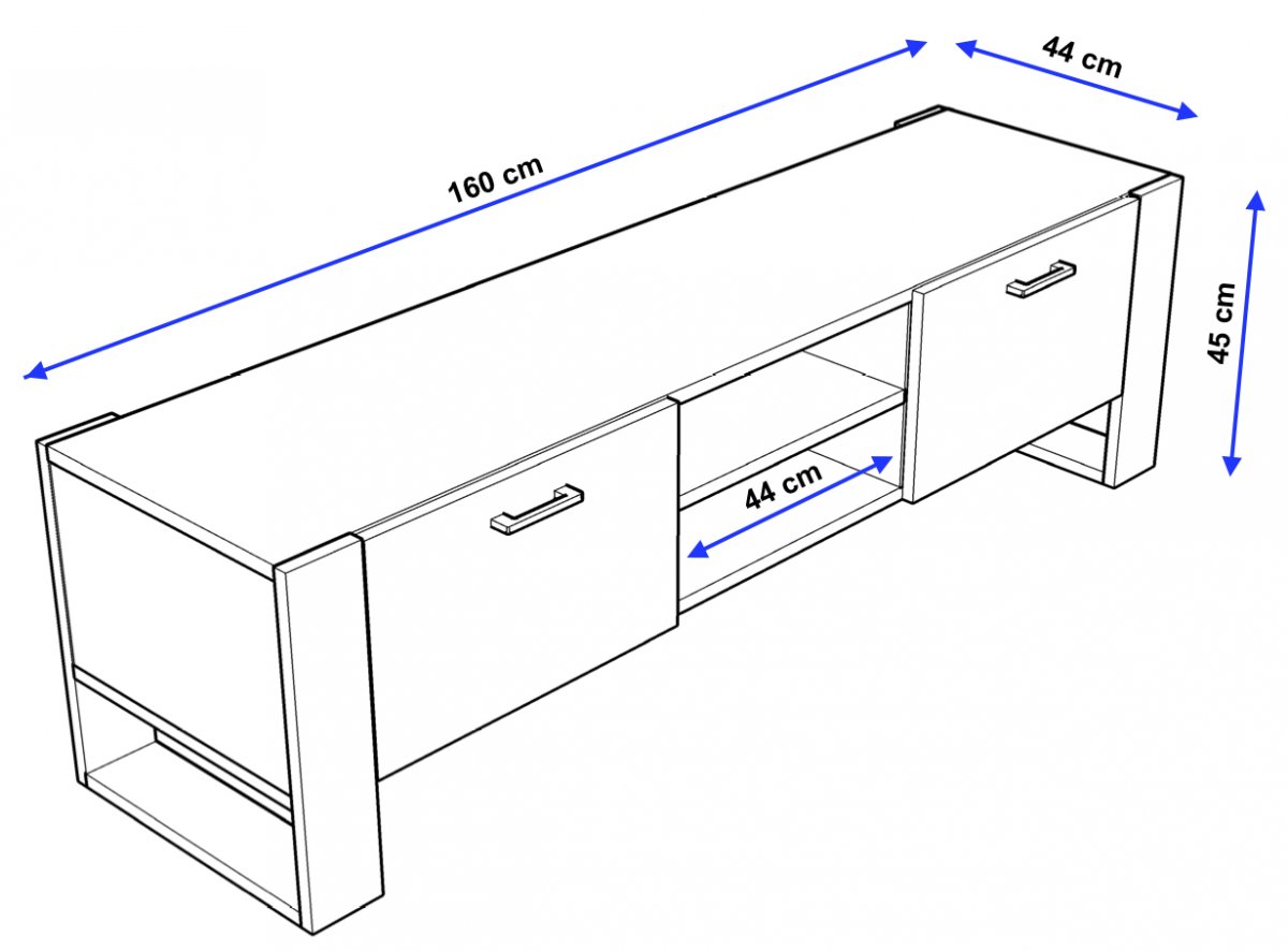 Stolek RTV Aspect - šedá/bílá