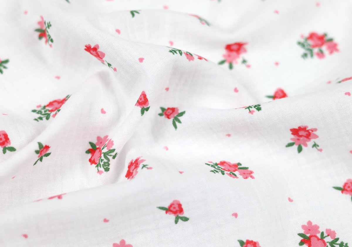 Mušelínové prostěradlo do kočárku / růžový květ