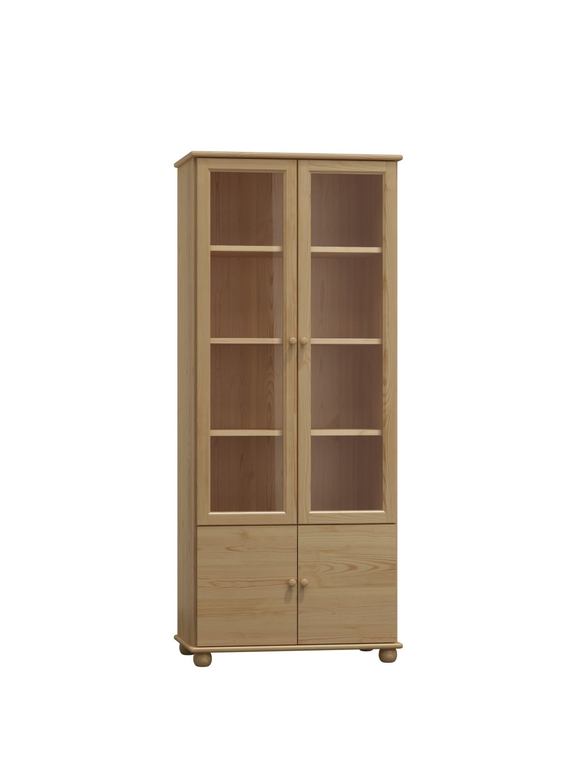 Policový regál - vitrína z masivu borovice 102 90/190/42 cm