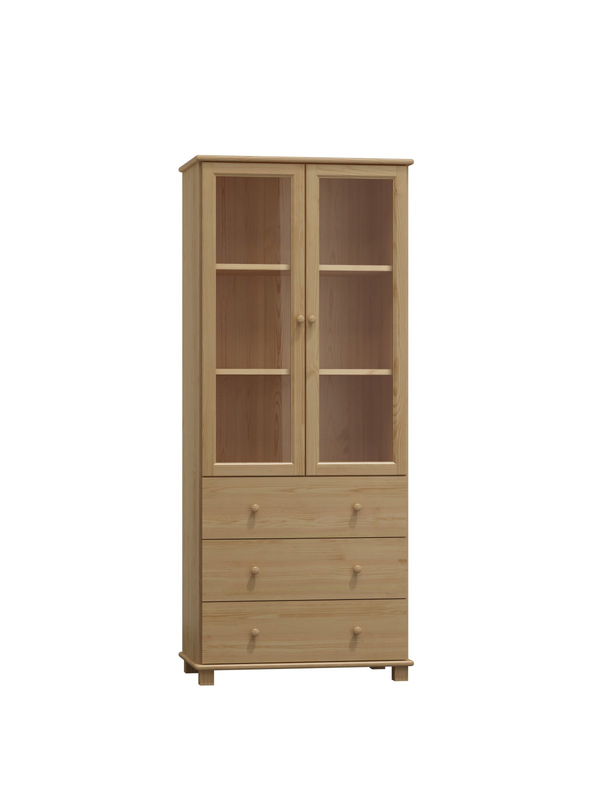 Policový regál - vitrína z masivu borovice 104 90/190/42 cm