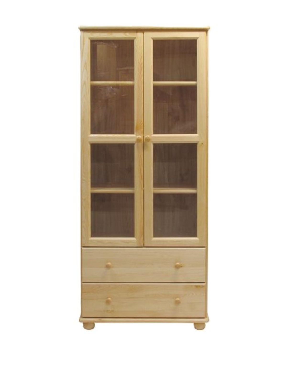 Policový regál - vitrína z masivu borovice 68 90/190/42 cm