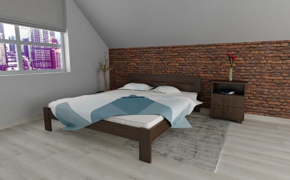 Postel z masivu Šárka 140x200 cm ořech + rošt ZDARMA