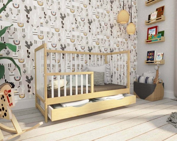 Postel z masivu borovice Agata 90x200 cm šedá + rošt ZDARMA