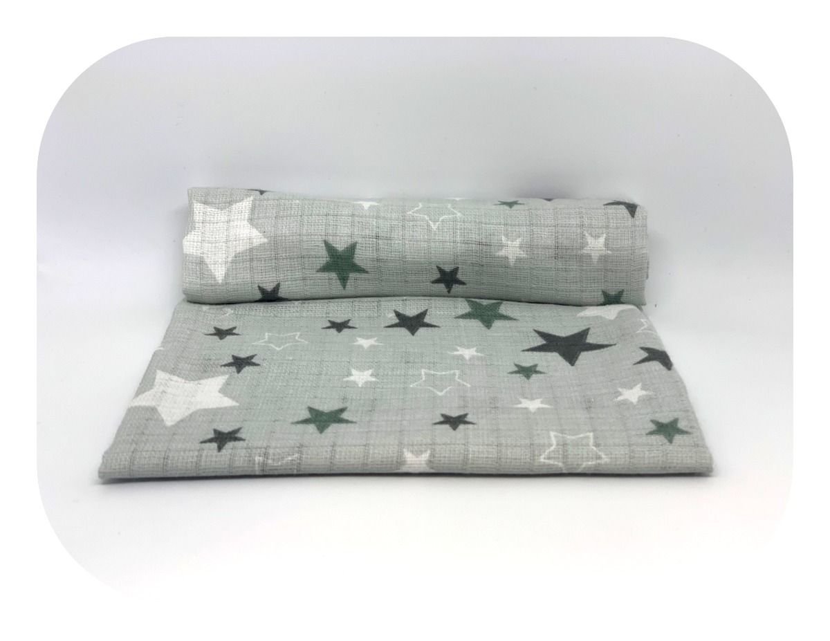 Plena bavlna potisk - bílé hvězdičky na šedém