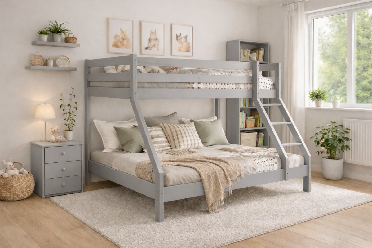 Postel Denis šedá + matrace Optimal Comfort + rošty ZDARMA