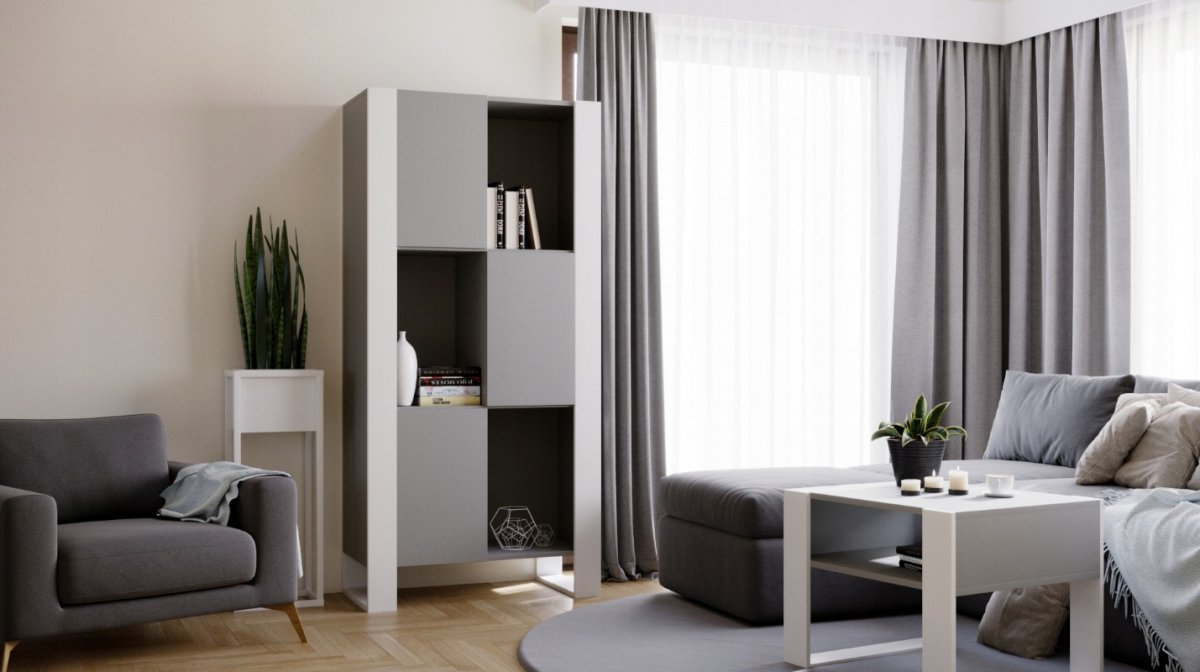 Skříň Aspect - šedá / bílá