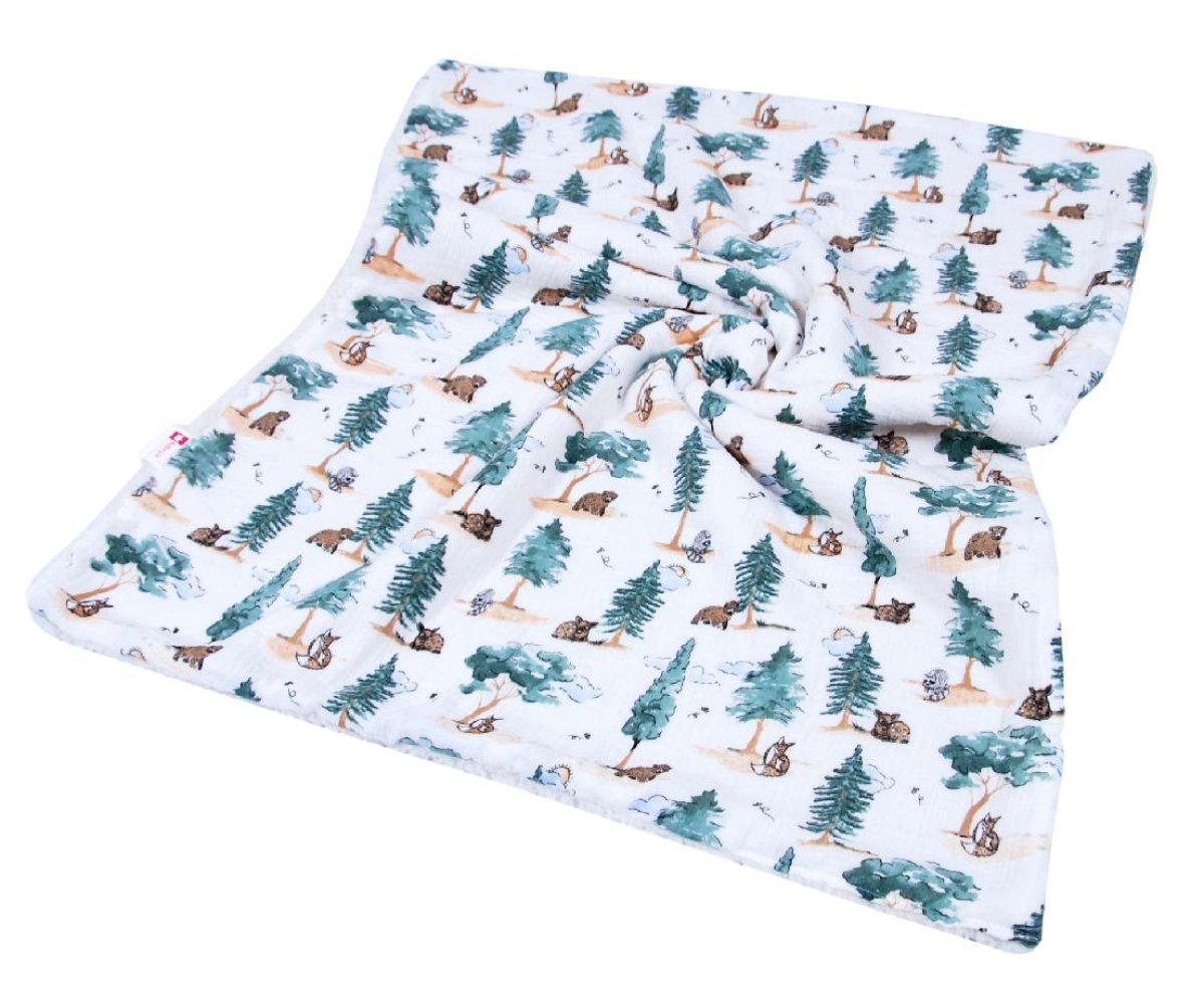 Mušelínová deka 100 x 75cm / zvířátka v lese