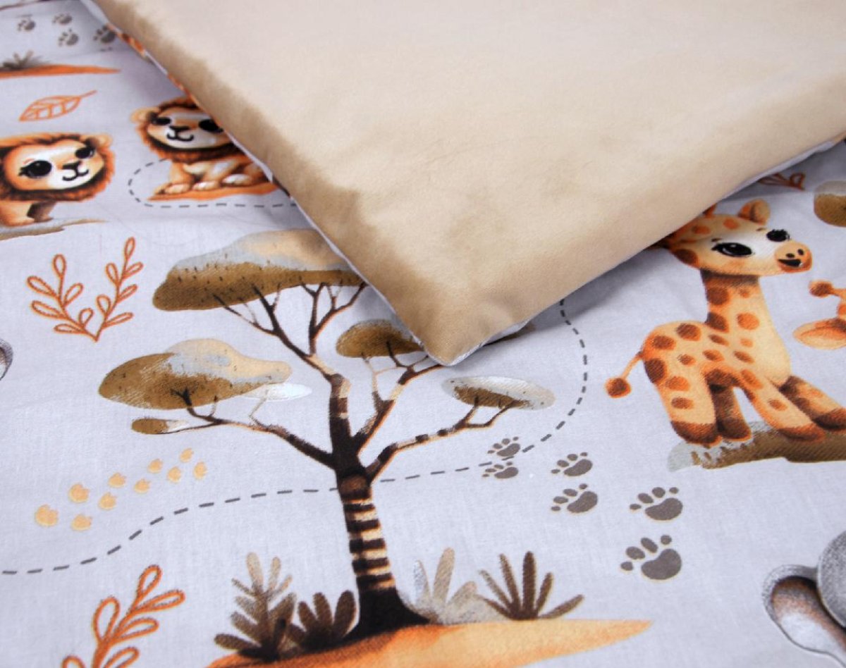 Velvet bavlněná deka 100 x 75 cm - mláďata/ šedá