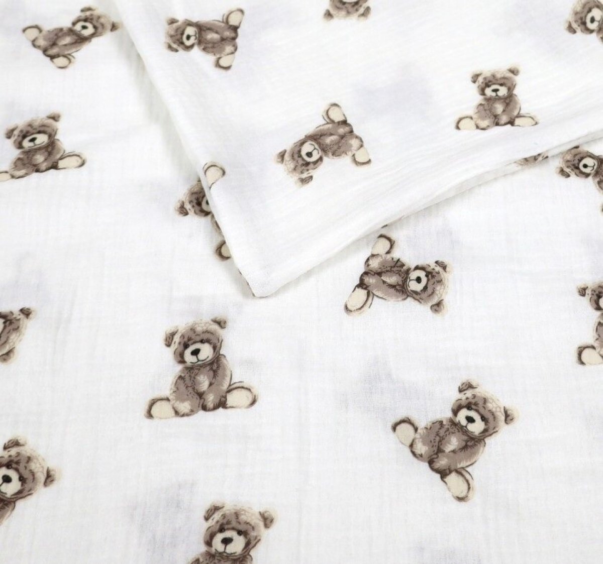 Polštářek + deka do kočárku mušelín - medvídci