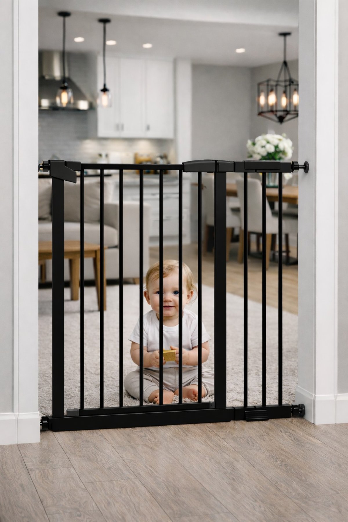 Zábrana Pupyhou 118-125 cm - dveře/schody - černá