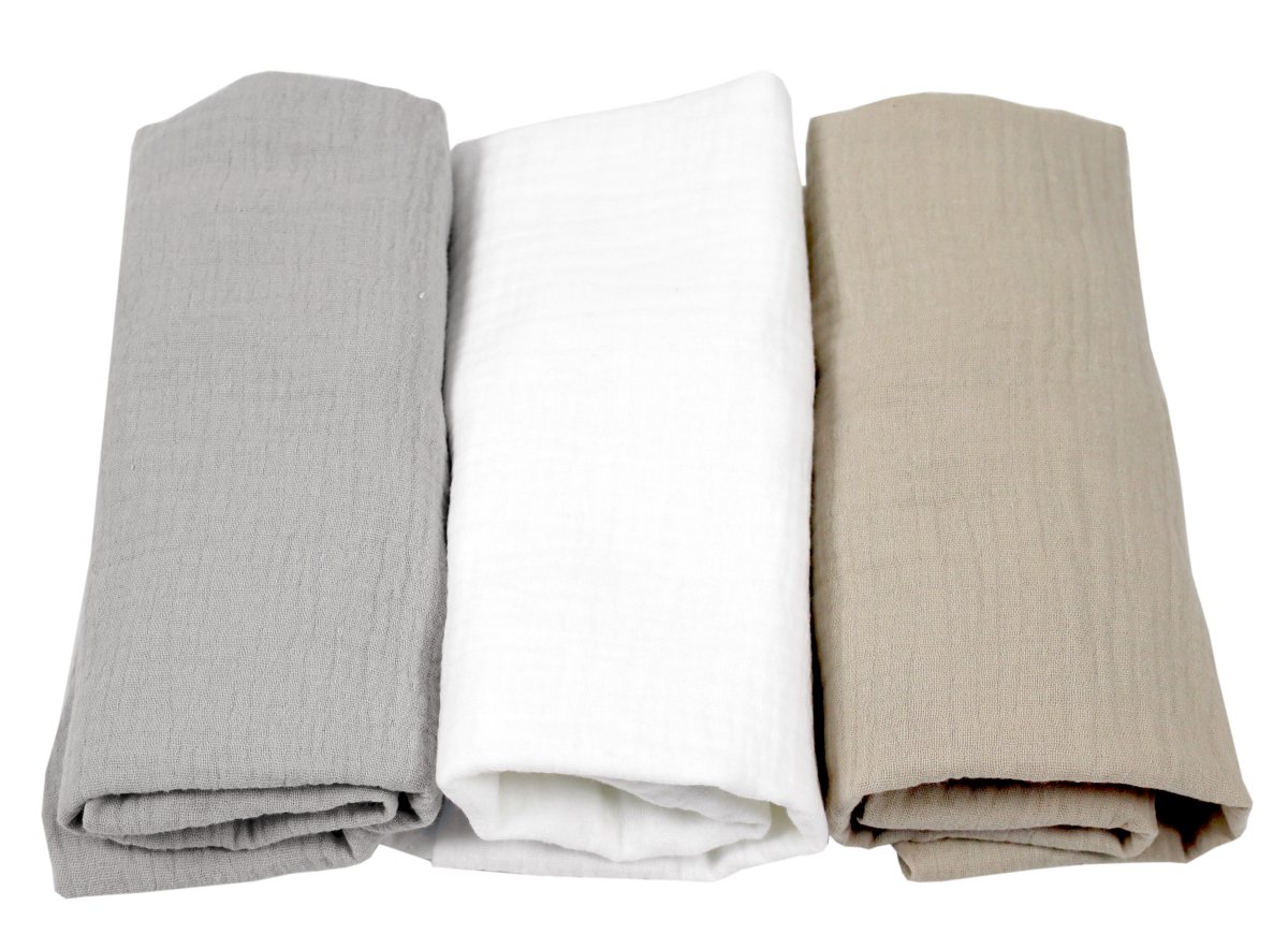 Mušelínové prostěradlo do kočárku / sada 3 ks - béžová