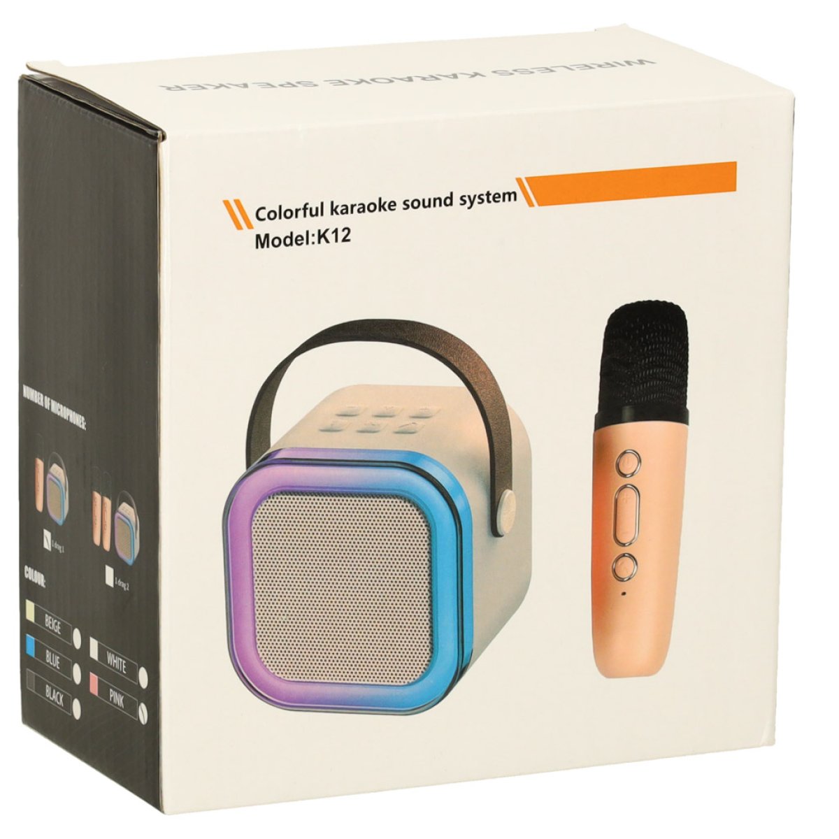 Karaoke set K12 – reproduktor s mikrofonem Bluetooth RGB (růžový)