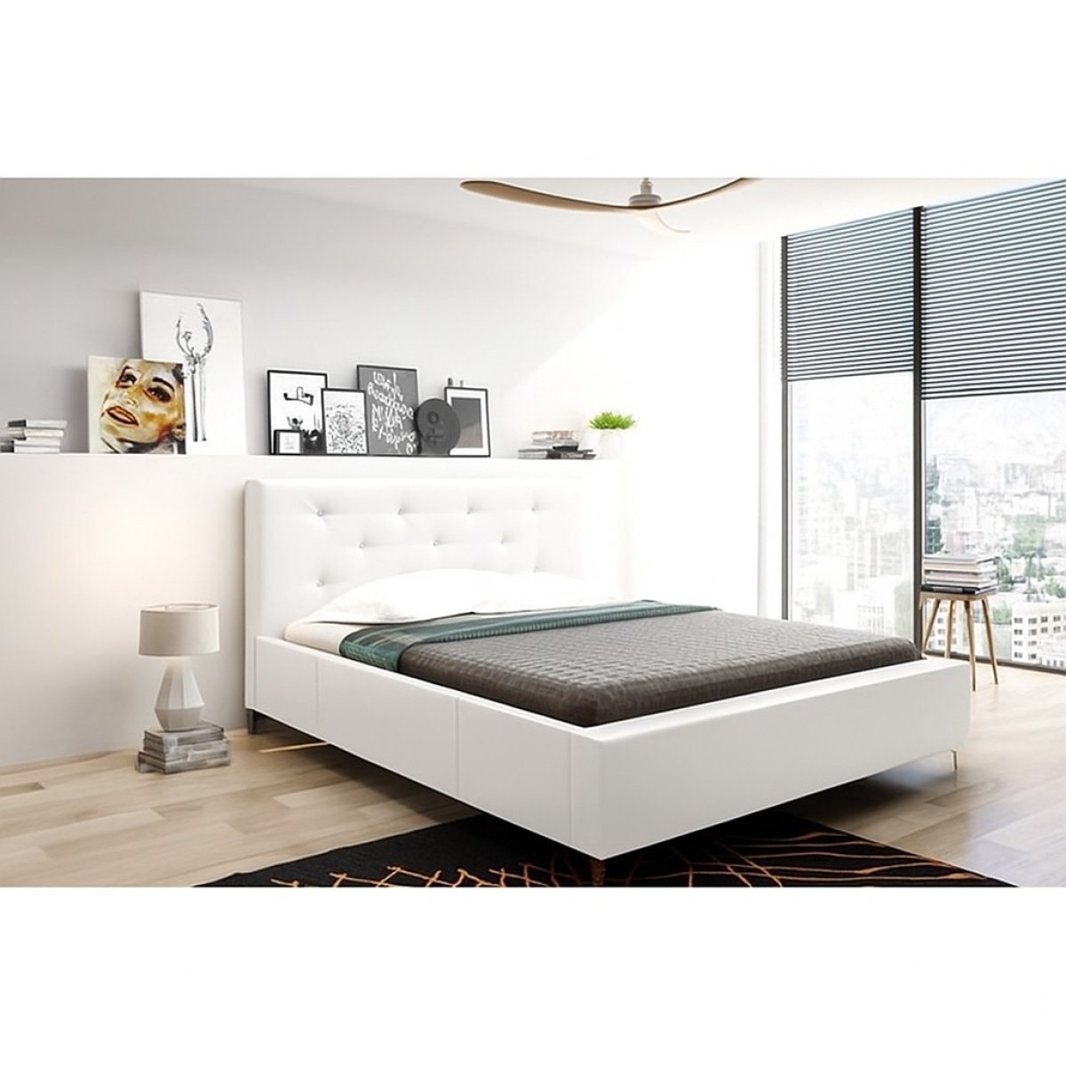 Postel Agnes 140/200 cm - ekokůže bílá/ POSLEDNÍ KUS