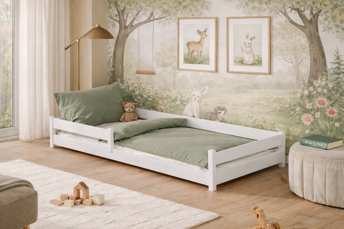 Dětská montessori postel Axel 90x200 cm bílá + rošt ZDARMA Dětská montessori postel Axel 90x200 cm bílá + rošt ZDARMA