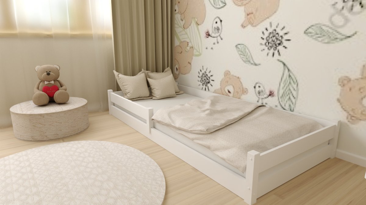 Dětská montessori postel Axel 90/200 cm + rošt ZDARMA - bílá