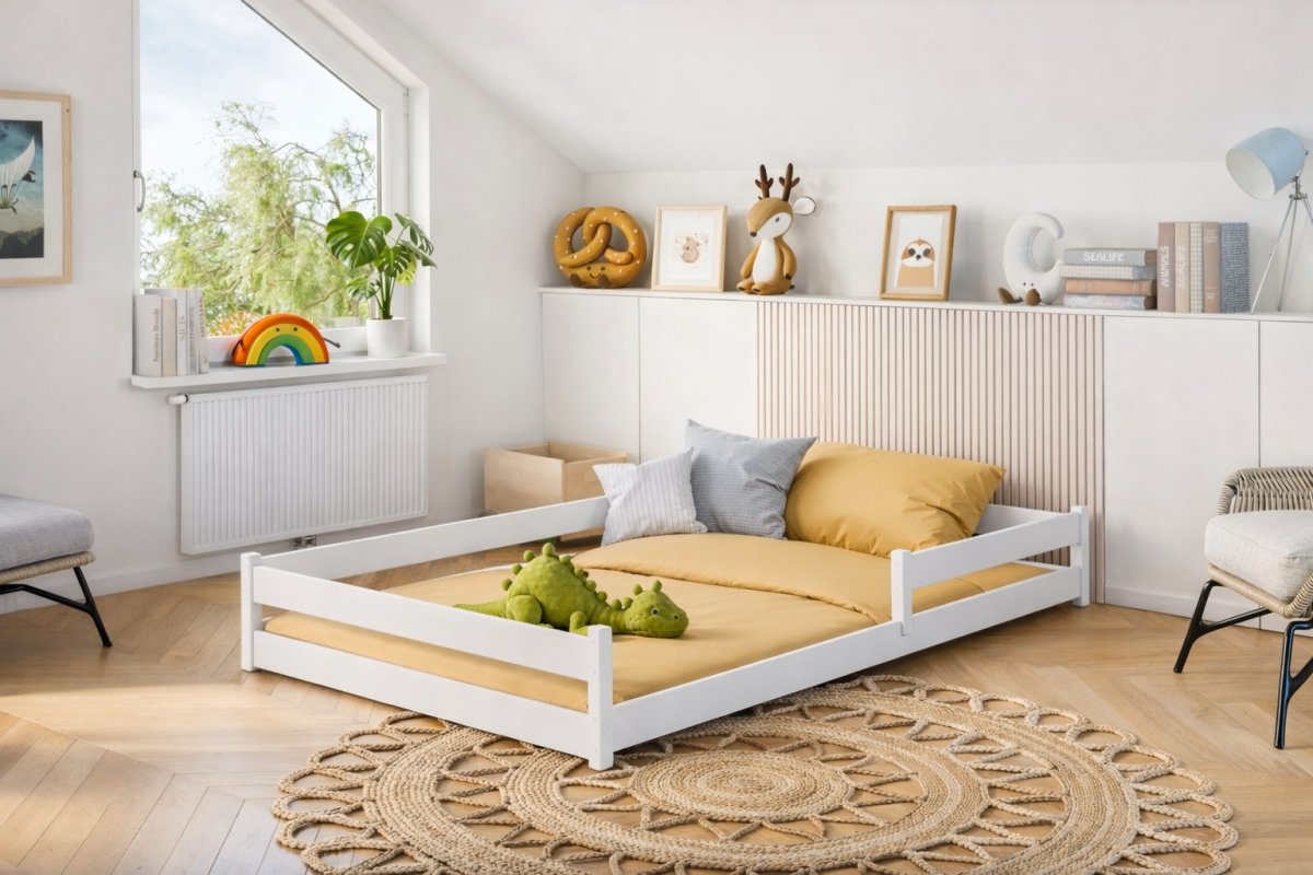 Dětská montessori postel Axel 120x200 cm bílá + rošt ZDARMA Dětská montessori postel Axel 120x200 cm bílá + rošt ZDARMA