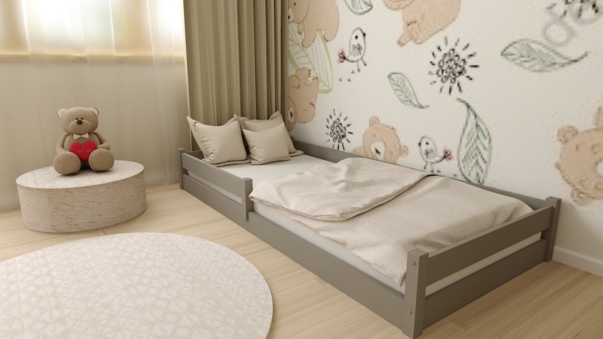 Dětská montessori postel Axel 90/200 cm + rošt ZDARMA - šedá