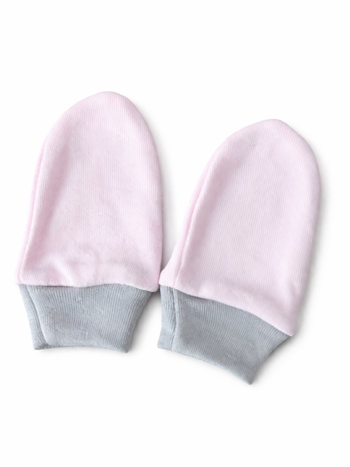 Kojenecké bavlněné rukavičky - růžové šedý lem 