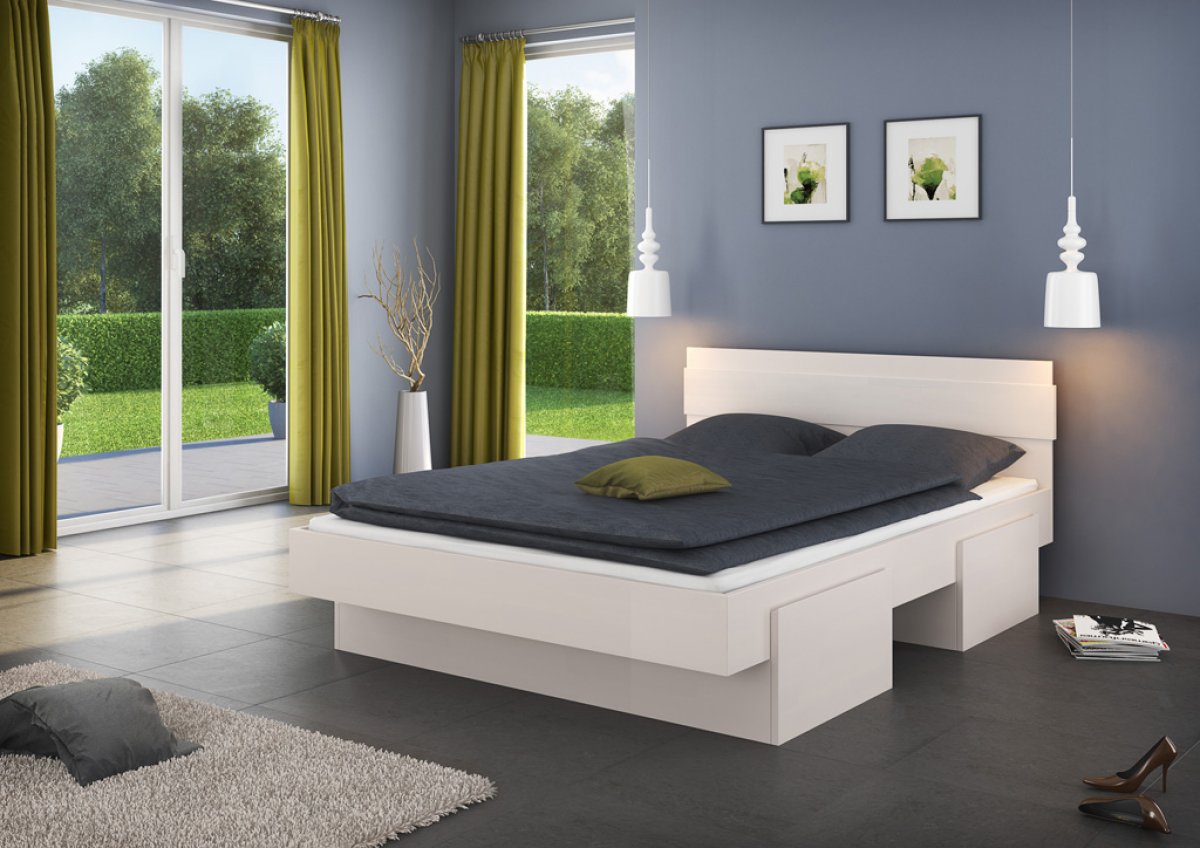 Postel Haslev 160/200 cm masiv buk - bílá