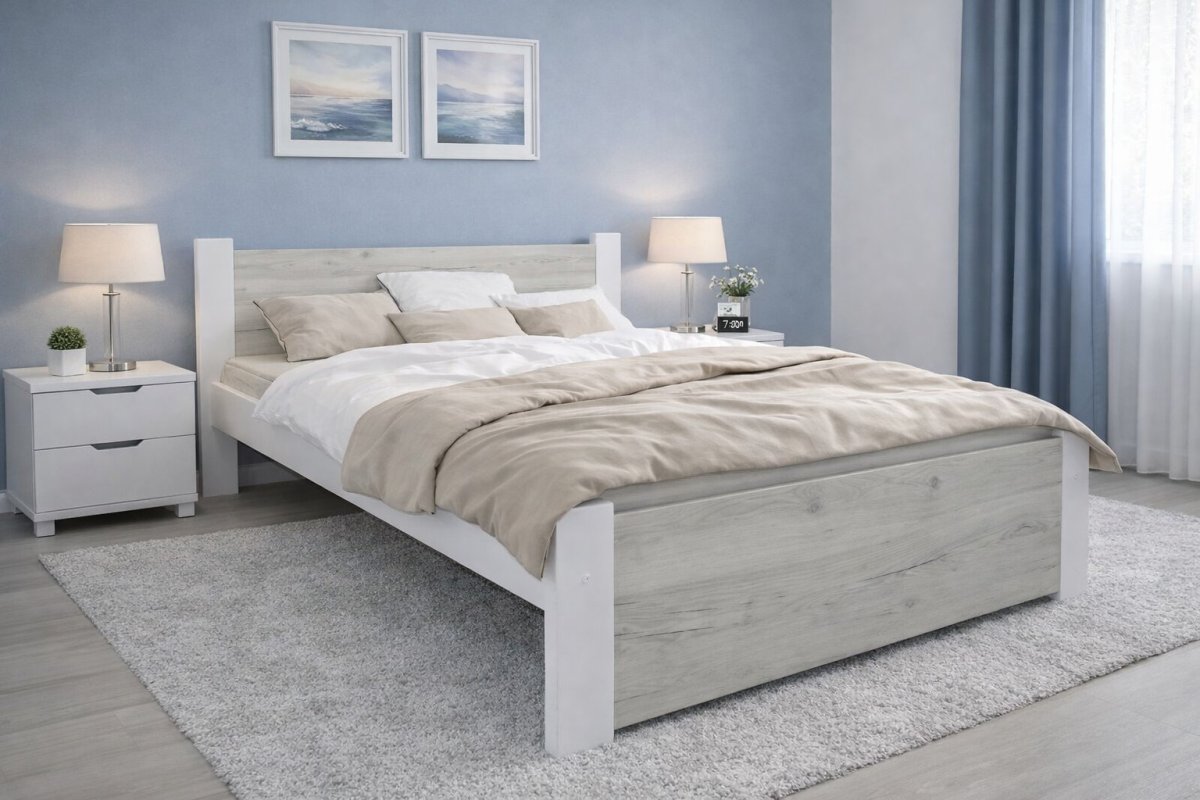 Postel Irma 140x200 cm Dub Craft/ bílá + rošt ZDARMA produkt