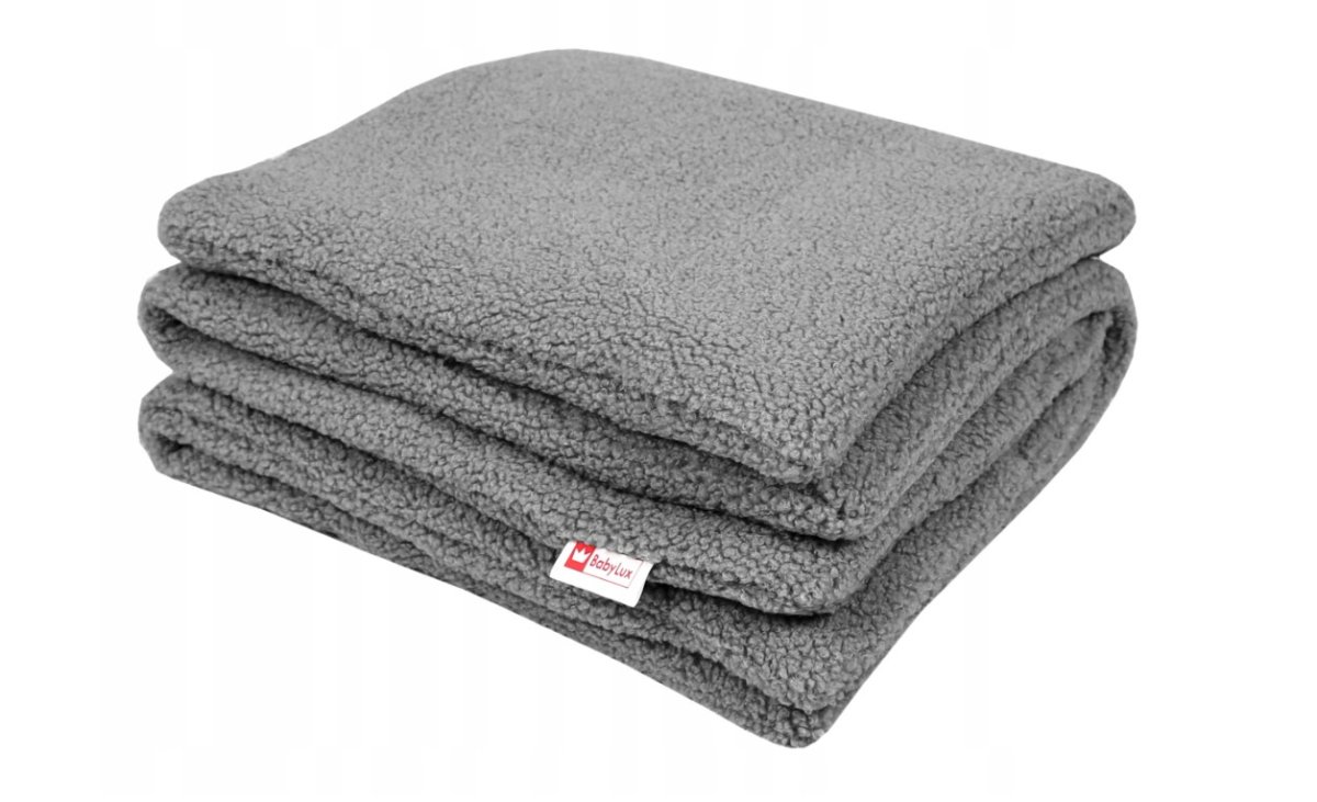 Set polštář a deka do kočárku z bouclé - šedá Set polštář a deka do kočárku z bouclé - šedá