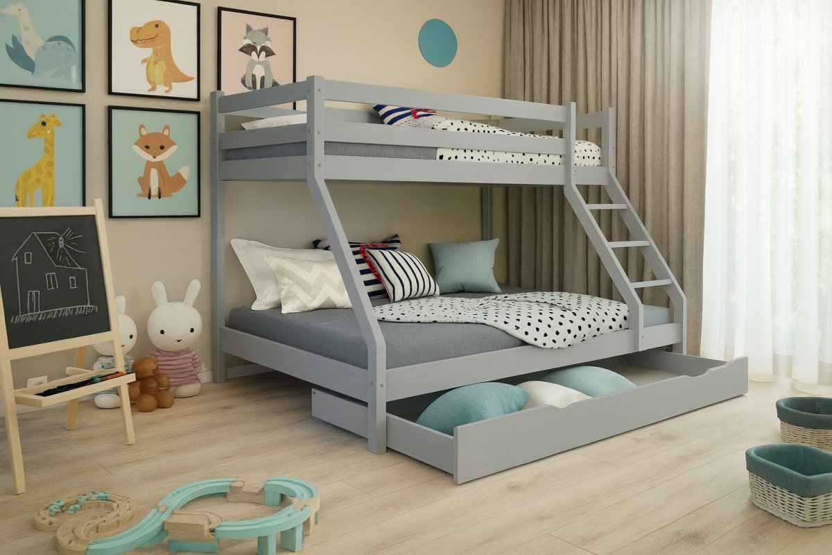 Postel Denis šedá + matrace Optimal Comfort + rošty ZDARMA