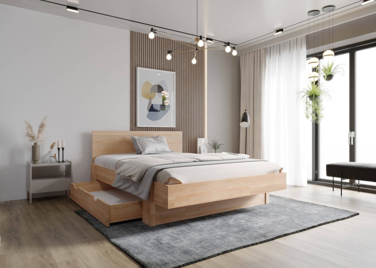 Postel Vejle 140x200 cm masiv buk + rošt ZDARMA
