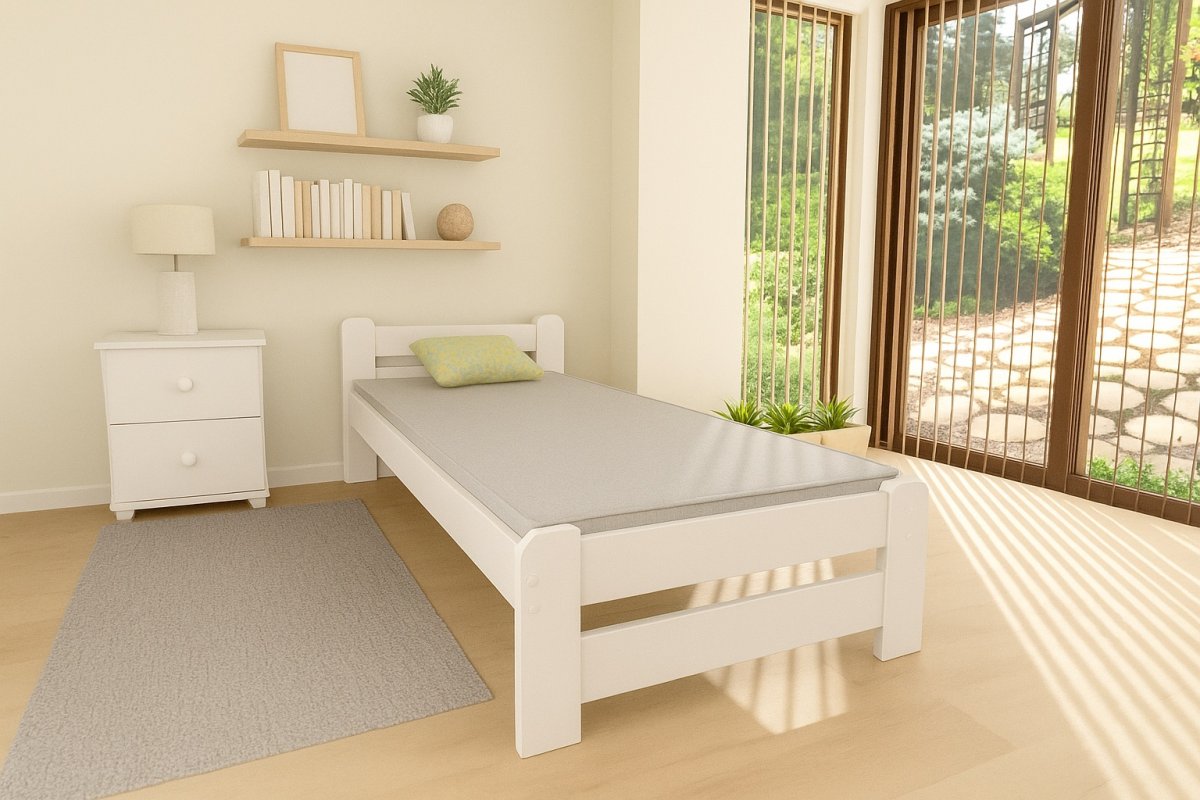 Postel z masivu Union 90x200 cm bílá + rošt ZDARMA produkt