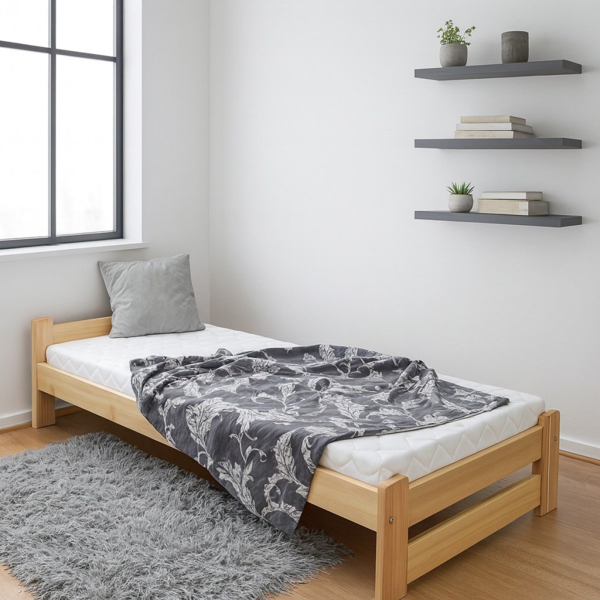 Postel z masivu Halle 90 x 200 cm + matrace Optimal 15cm + rošt ZDARMA Postel z masivu Halle 90 x 200 cm + matrace Optimal 15cm + rošt ZDARMA