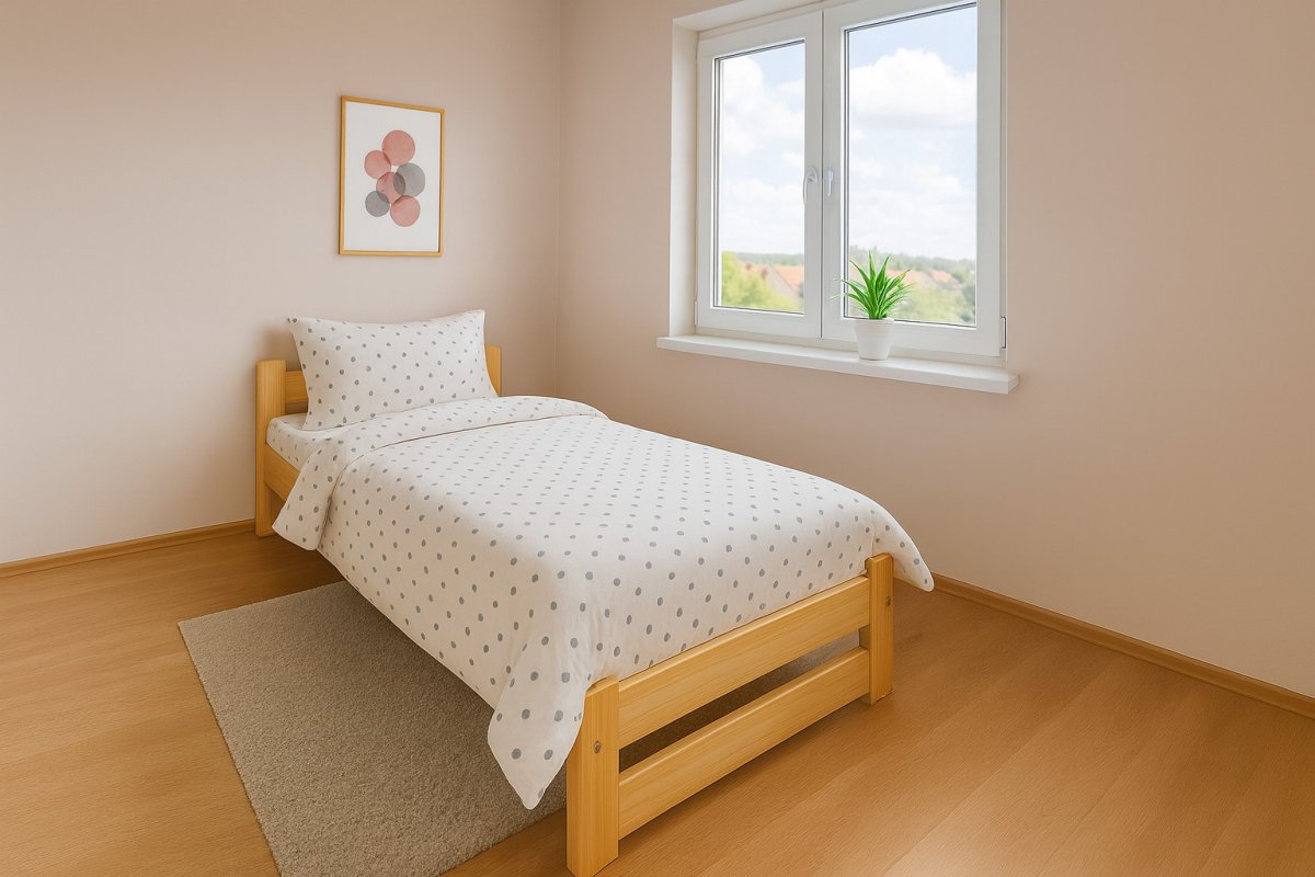 Postel z masivu Evropa  90 x 200 cm + matrace Optimal 15cm + rošt ZDARMA Postel z masivu Evropa  90 x 200 cm + matrace Optimal 15cm + rošt ZDARMA